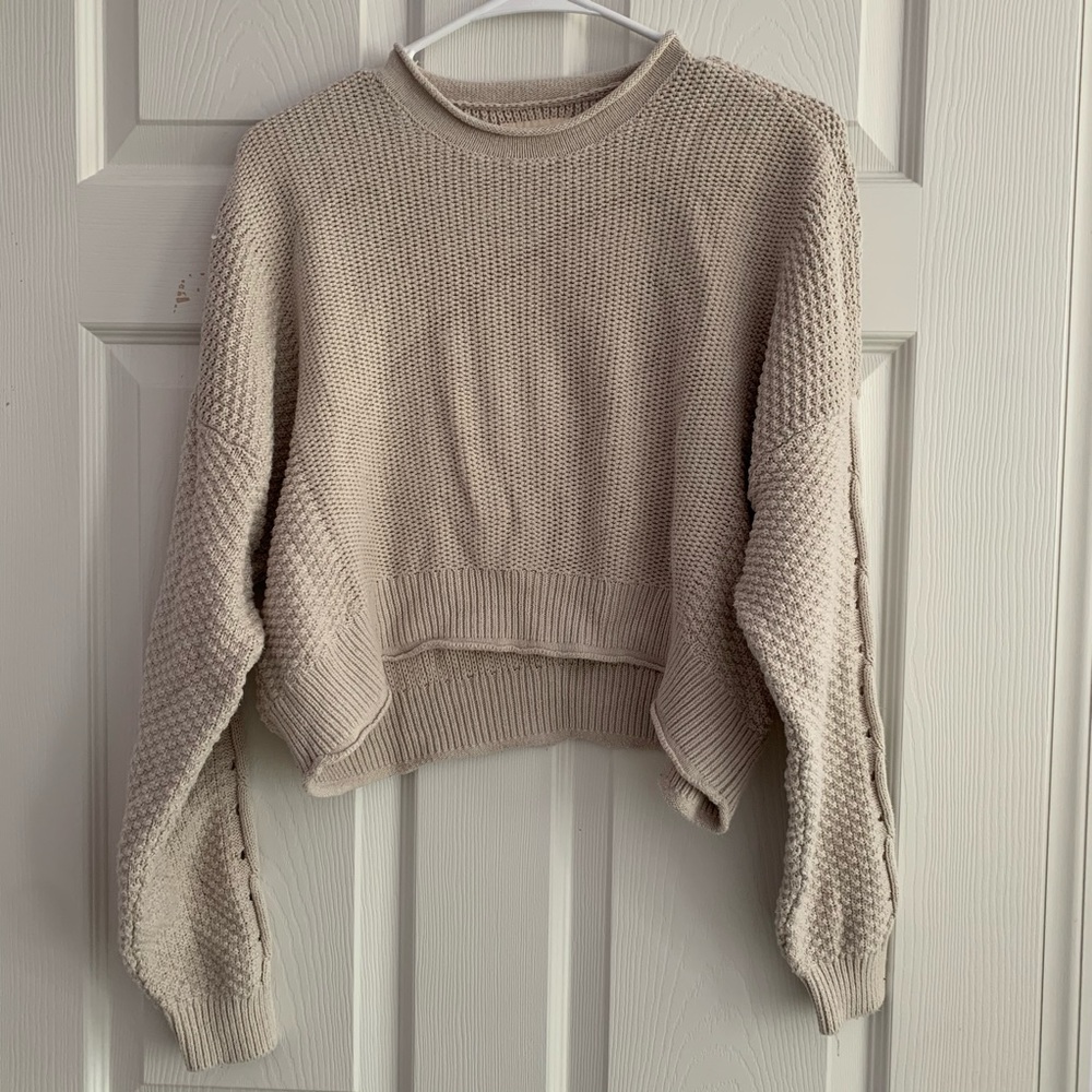 Hollister Cropped Waffle Sweater